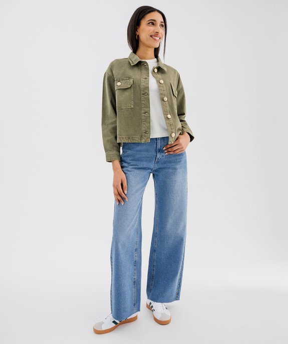 Veste en jean coloré large et courte femme vue4 - GEMO 4G FEMME - GEMO