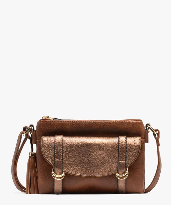 Sac besace multipoche à rabat brillant femme vue1 - GEMO (ACCESS) - GEMO