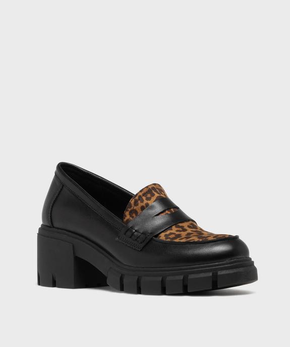 Mocassins avec dessus léopard et semelle crantée femme - 5 Miles vue2 - 5 MILES - GEMO