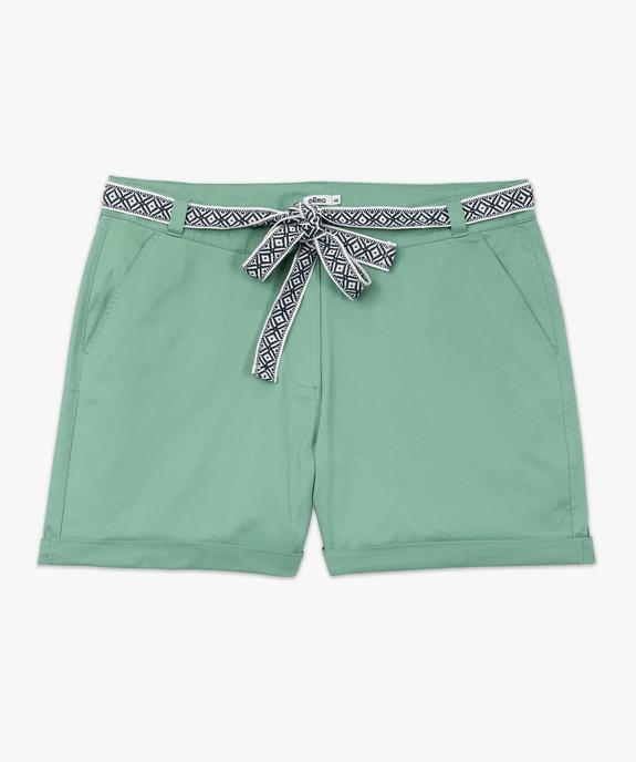 Short en toile avec ceinture tissée femme grande taille vue4 - GEMO (G TAILLE) - GEMO