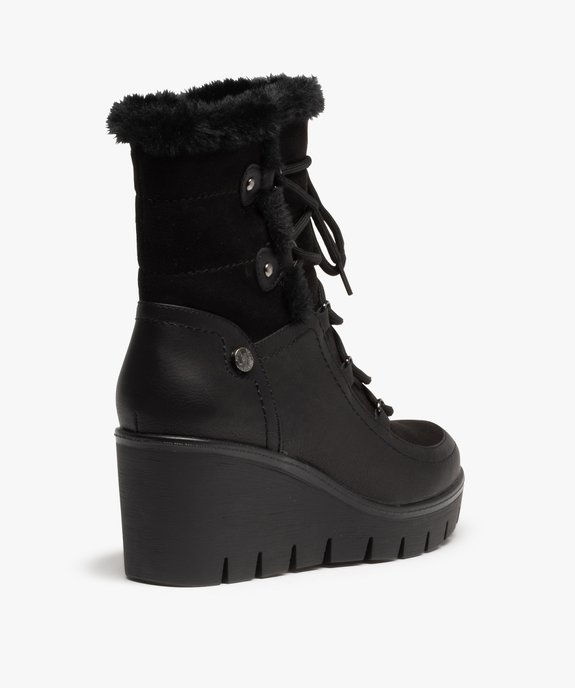 Boots fourrées femme unies à talon compensé vue4 - GEMO(URBAIN) - GEMO