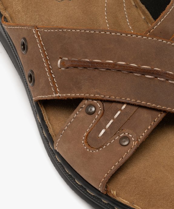 Sandale confort avec brides en cuir croisées homme vue6 - G'FLEX - GEMO