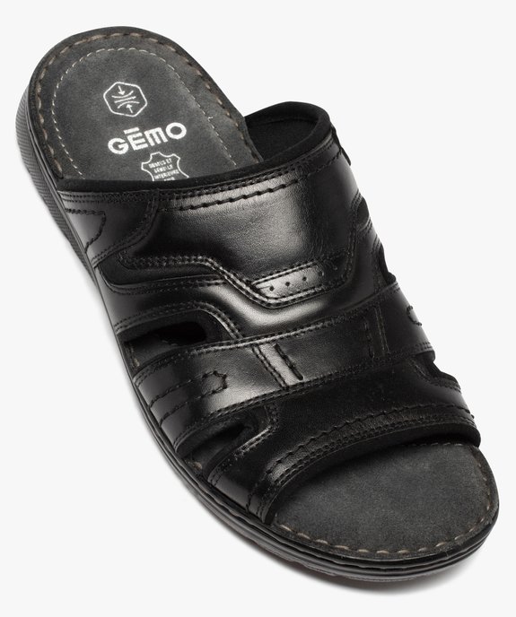 Sandales homme mules confort dessus cuir uni vue5 - GEMO (CASUAL) - GEMO