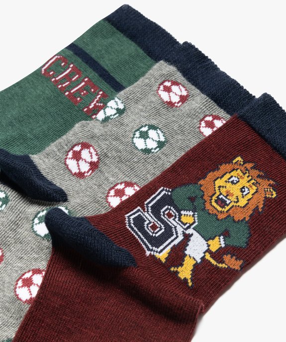 Chaussettes tige haute en coton imprimé  garçon (lot de 3) vue2 - GEMO (ENFANT) - GEMO