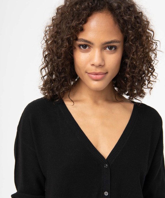 Pull femme avec dos boutonné à col V  vue2 - GEMO(FEMME PAP) - GEMO