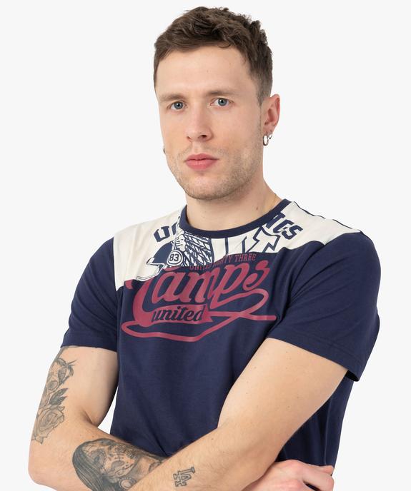 Tee-shirt homme bicolore avec motif sous le col  – Camps United vue2 - CAMPS UNITED - GEMO