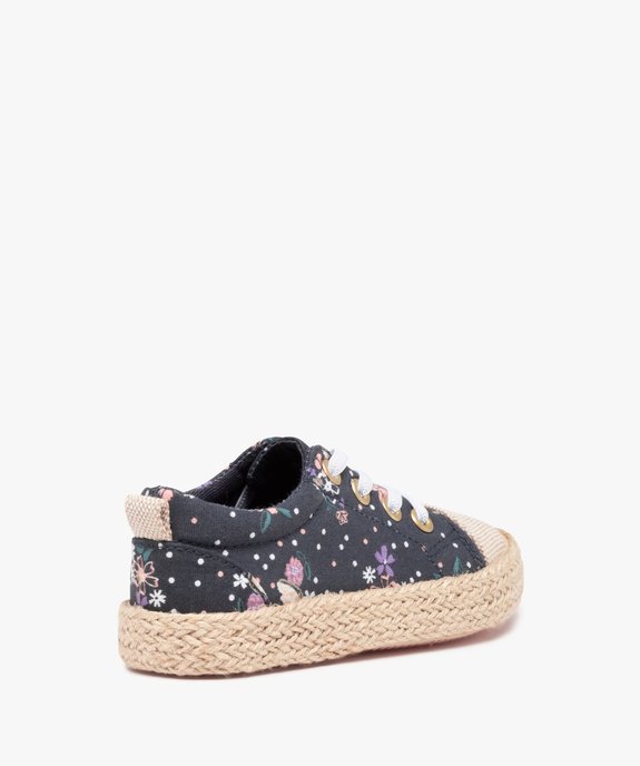 Baskets fille en toile à lacets élastiques et semelle cordelette vue4 - GEMO 4G FILLE - GEMO