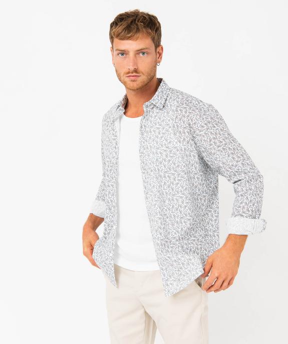 Chemise manches longues coupe regular à micro-motifs homme vue1 - GEMO (HOMME) - GEMO