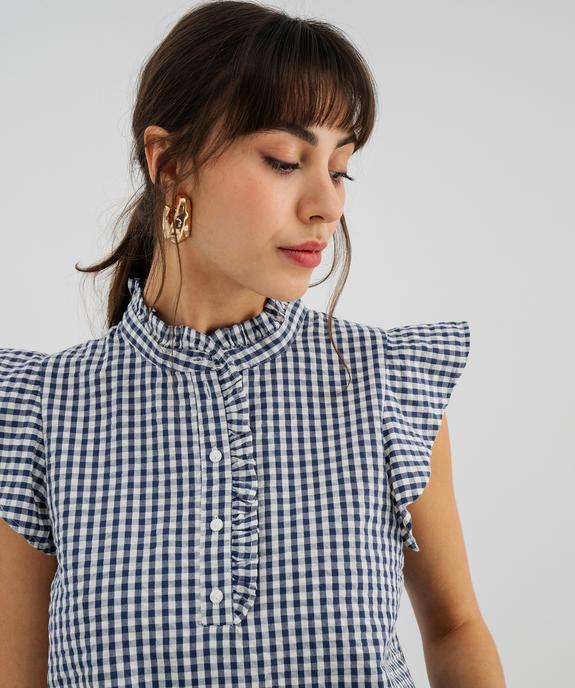 Blouse à motif avec fronces et volants femme vue1 - GEMO(FEMME PAP) - GEMO