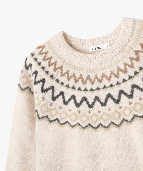 Pull en maille jacquard garçon vue3 - GEMO (ENFANT) - GEMO