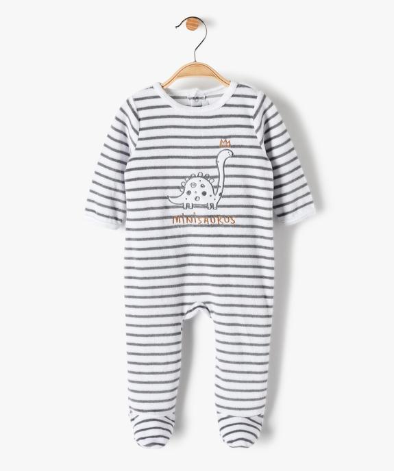 Pyjama bébé garçon en velours rayé et brodé vue1 - GEMO(BB COUCHE) - GEMO