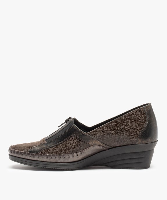 Mocassins confort femme en cuir fermeture zippée vue3 - GEMO (CONFORT) - GEMO