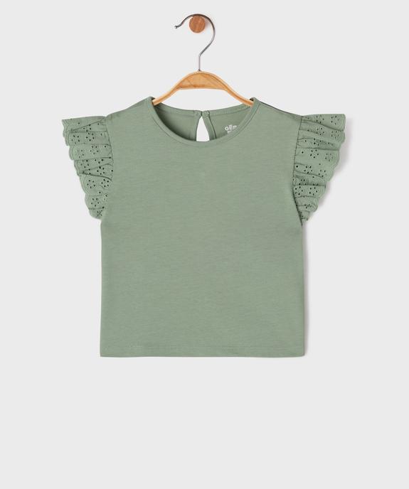 Tee-shirt manches courtes volantées en broderie bébé fille vue1 - GEMO(BEBE DEBT) - GEMO