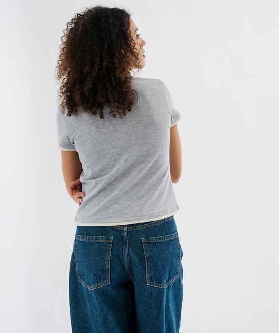 Tee-shirt manches courtes et col rond boutonné femme vue3 - GEMO 4G FEMME - GEMO