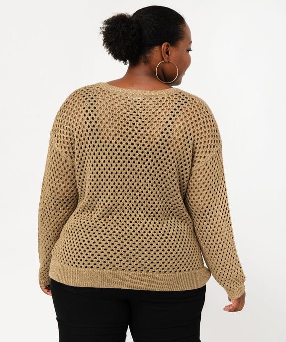 Pull ajouré col V en maille scintillante femme grande taille vue3 - GEMO (G TAILLE) - GEMO