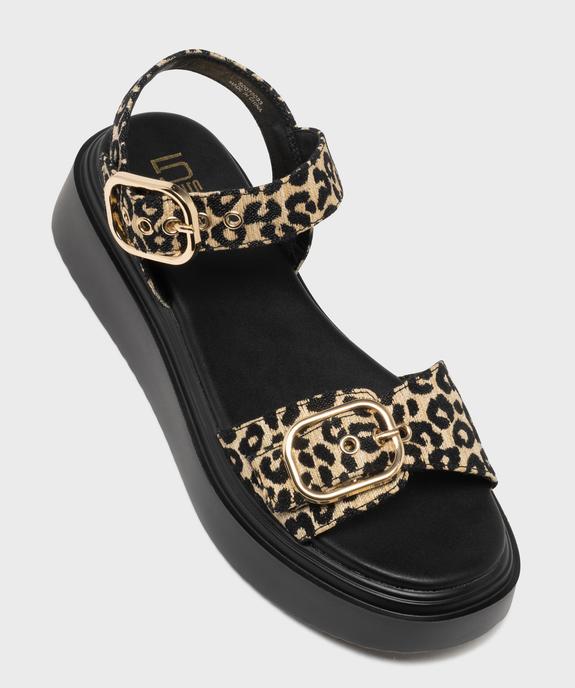 Sandales à motif animalier sur semelle plateforme femme - 5 Miles vue5 - 5 MILES - GEMO