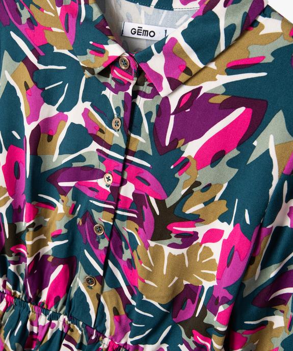 Robe imprimée à manches longues et col chemise fille vue2 - GEMO (ENFANT) - GEMO