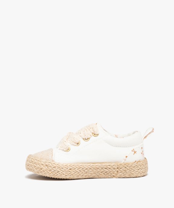 Baskets bébé fille dessus en toile et semelle en corde vue3 - GEMO 4G BEBE - GEMO
