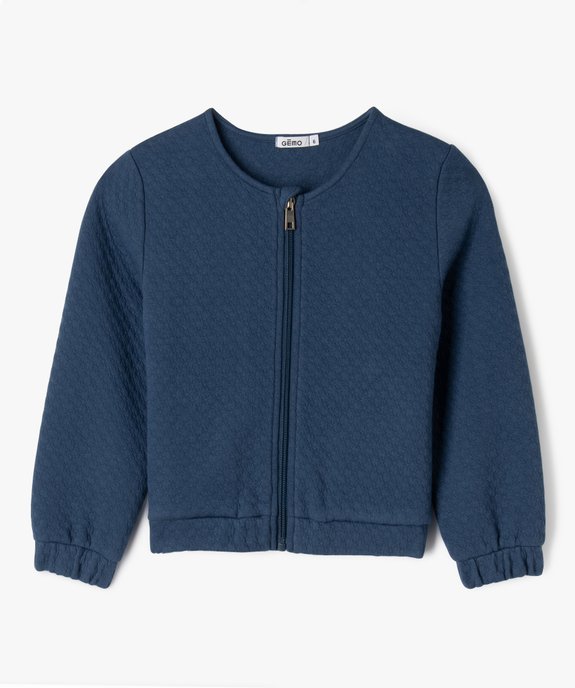 Sweat zippé en maille fantaisie fille vue1 - GEMO (ENFANT) - GEMO