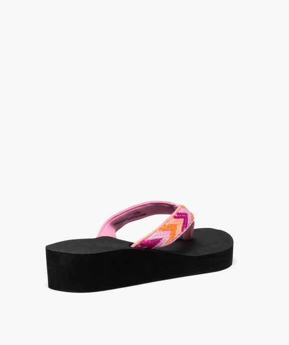 Tongs femme compensées à brides tissées vue4 - GEMO (PLAGE) - GEMO