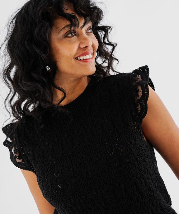 Pull sans manches ajouré façon crochet femme vue2 - GEMO 4G FEMME - GEMO