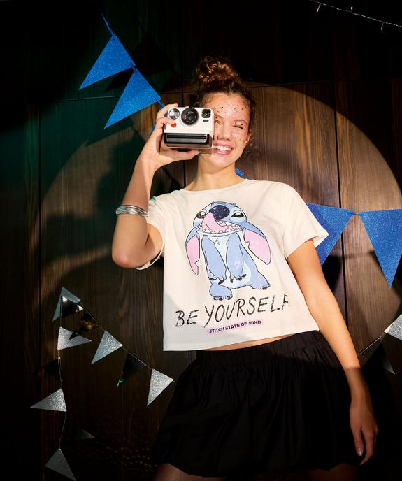 Tee-shirt manches courtes motif Stitch fille - Disney vue1 - LILO & STITCH - GEMO