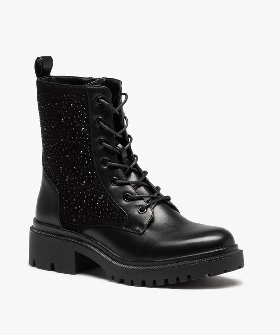 Bottines femme unies à strass et semelle crantée vue2 - GEMO (CASUAL) - GEMO