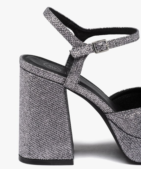 Escarpins femme unis à sequins avec talon haut et bout carré vue6 - GEMO(URBAIN) - GEMO