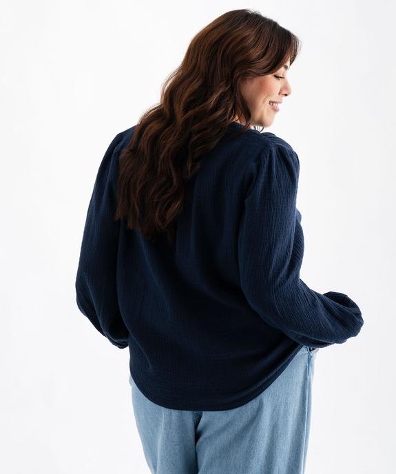 Blouse manches 3/4 en gaze de coton stretch femme grande taille vue3 - GEMO (G TAILLE) - GEMO