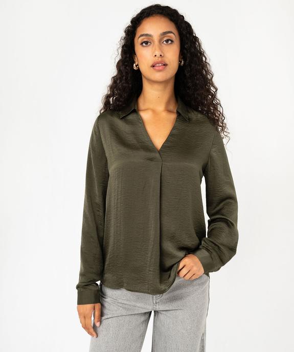 Blouse à manches longues en matière satinée femme vue1 - GEMO 4G FEMME - GEMO