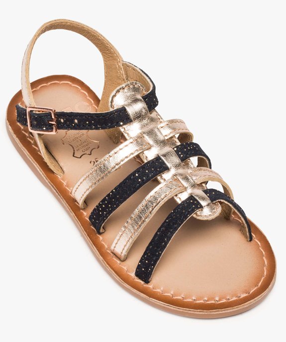 Sandales filles avec brides en cuir multicolores vue5 - GEMO (ENFANT) - GEMO