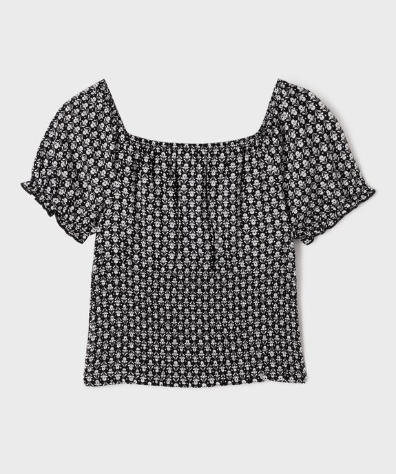 Blouse manche scourtes à taille smockée imprimé fleuri fille vue3 - GEMO 4G FILLE - GEMO