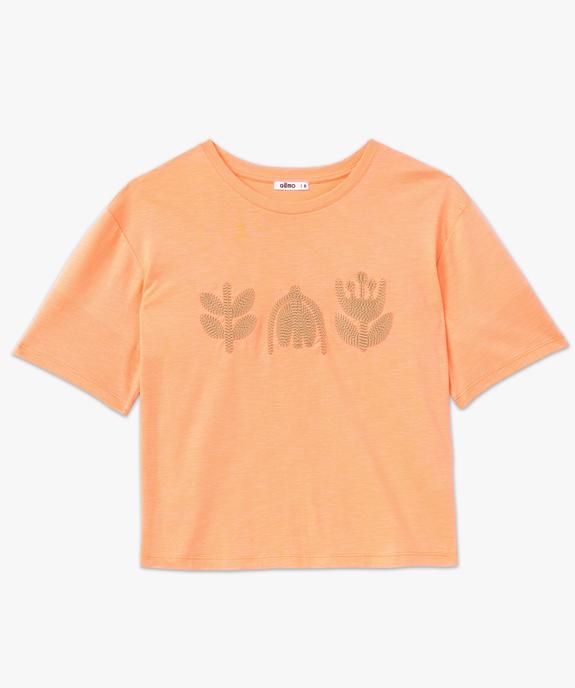 Tee-shirt manches courtes crop top avec motif brodé femme vue4 - GEMO(FEMME PAP) - GEMO