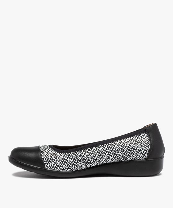 Ballerines femme confort en cuir imprimé vue3 - GEMO (CONFORT) - GEMO