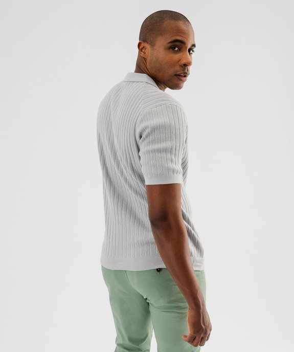 Polo en maille côtelée à encolure ouverte homme vue3 - GEMO 4G HOMME - GEMO