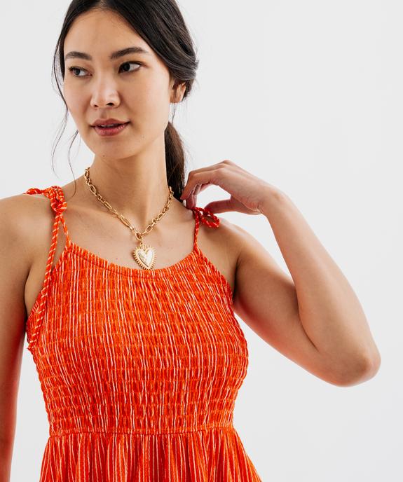Robe midi à fines bretelles en tissu texturé femme vue2 - GEMO 4G FEMME - GEMO