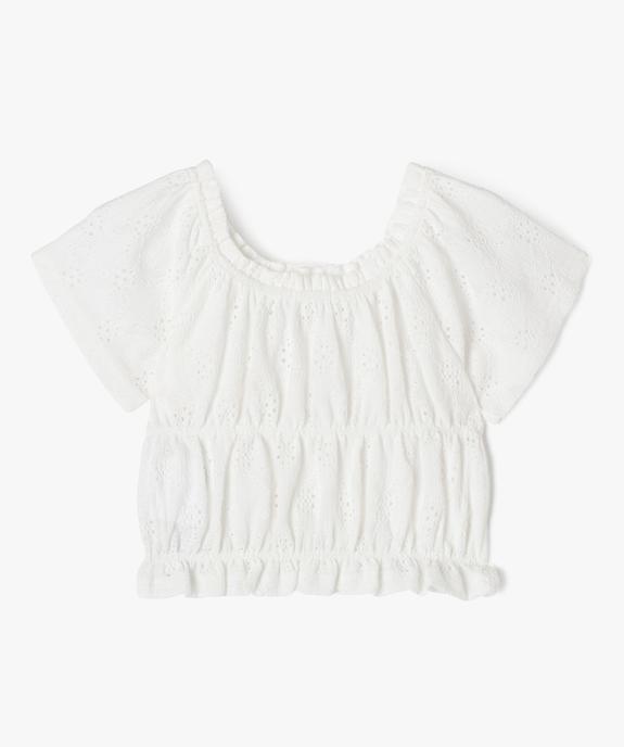 Blouse à manches courtes ajourée à finitions froncées fille vue4 - GEMO (ENFANT) - GEMO