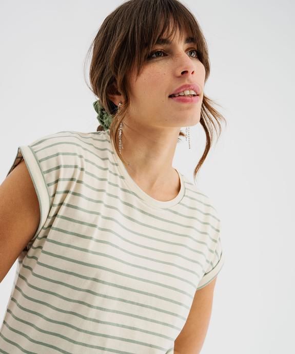 Tee-shirt rayé à manches ultra courtes femme vue3 - GEMO 4G FEMME - GEMO