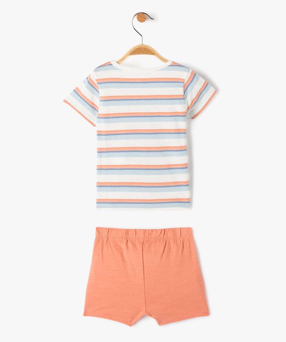 Pyjashort bébé 2 pièces à rayures vue3 - GEMO(BB COUCHE) - GEMO