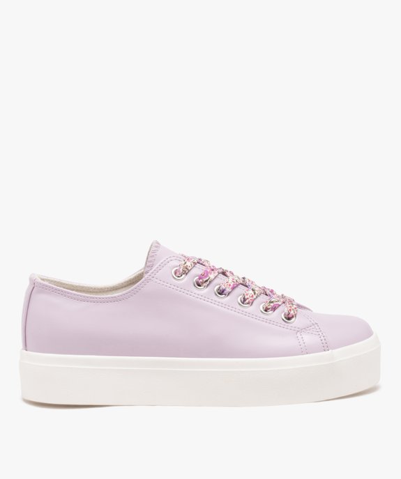 Baskets femme dessus vernis et uni avec semelle plateforme vue2 - GEMO (SPORTSWR) - GEMO