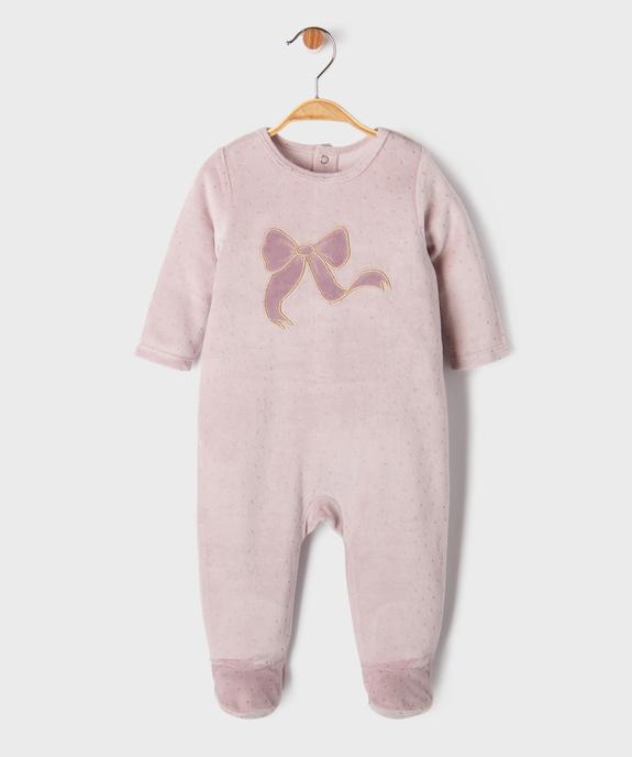 Pyjama en velours à pont-dos et pois bébé vue1 - GEMO 4G BEBE - GEMO