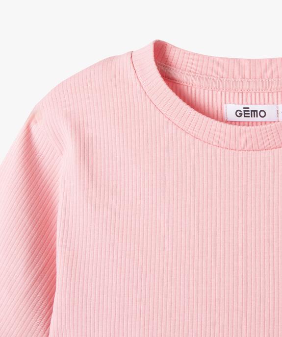 Tee-shirt à manches courtes en maille côtelée fille vue2 - GEMO 4G FILLE - GEMO
