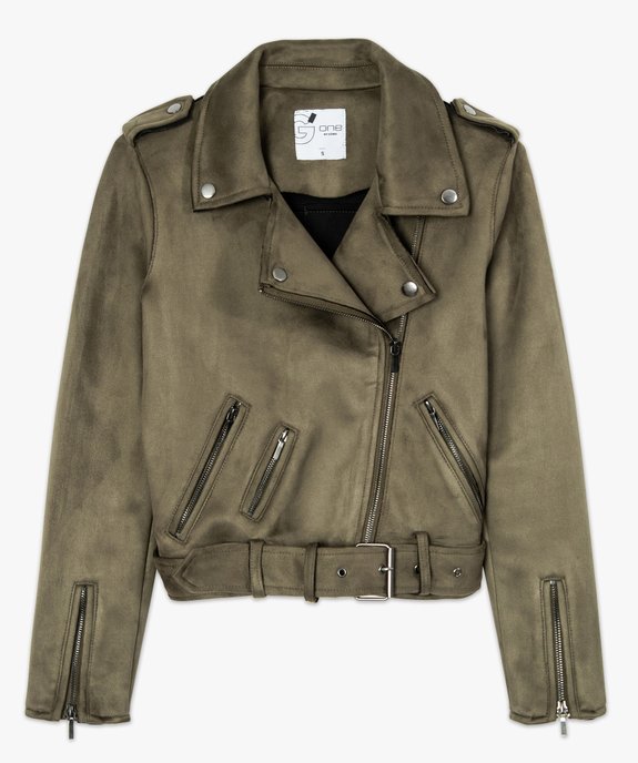 Blouson style perfecto aspect suédine vue4 - FOLLOW ME - GEMO