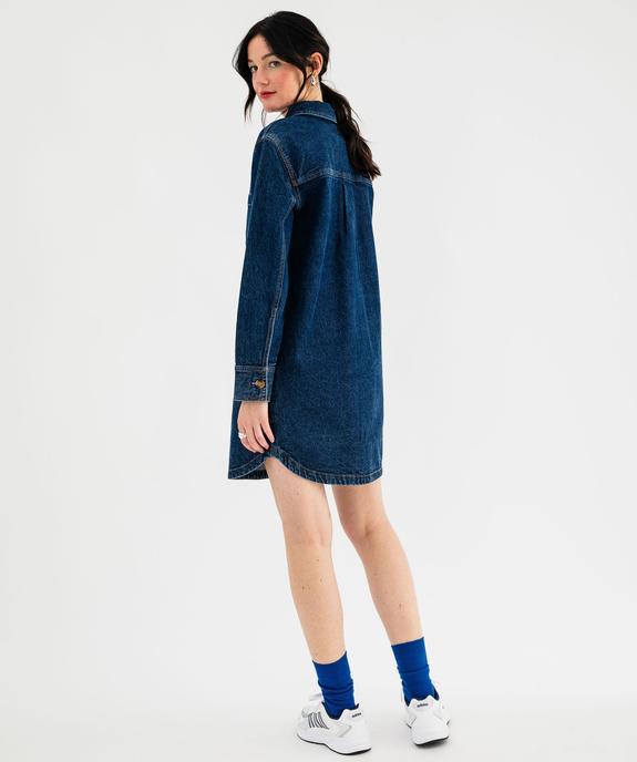 Robe en jean manches longues col chemise femme vue5 - GEMO 4G FEMME - GEMO