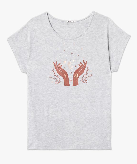 Tee-shirt femme grande taille à manches courtes avec motifs vue4 - GEMO (G TAILLE) - GEMO