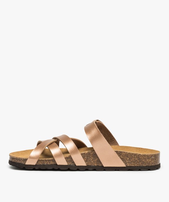 Mules femme à talon plat et brides métallisées vue3 - GEMO (CASUAL) - GEMO