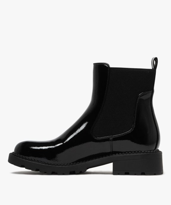 Boots femme vernies style Chelsea à semelle crantée vue4 - 5 MILES - GEMO