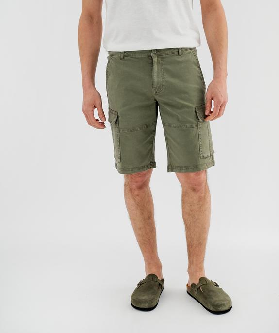 Bermuda cargo coupe regular en twill de coton stretch homme vue1 - GEMO 4G HOMME - GEMO