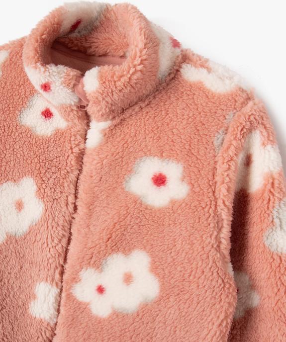 Sweat zippé à col montant en maille peluche fille vue3 - GEMO (ENFANT) - GEMO