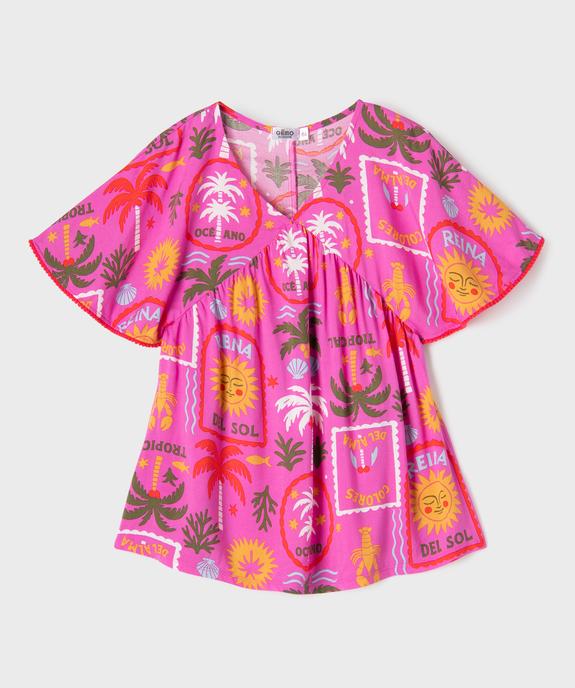 Robe de plage légère et fluide imprimée fille vue1 - GEMO 4G FILLE - GEMO